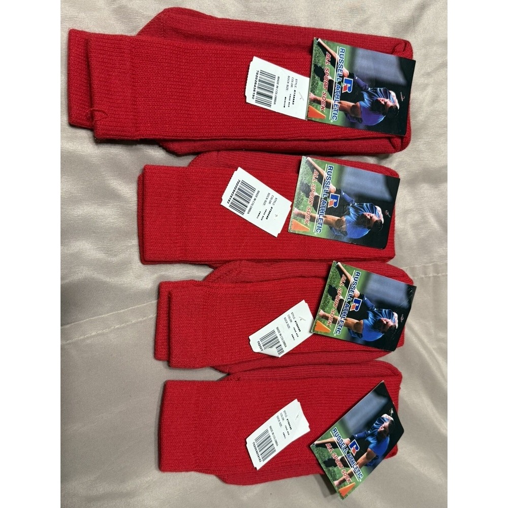 Russell Athletics Socks 4pr True Red Soccer Football Baseball Small(3) Medium(1)